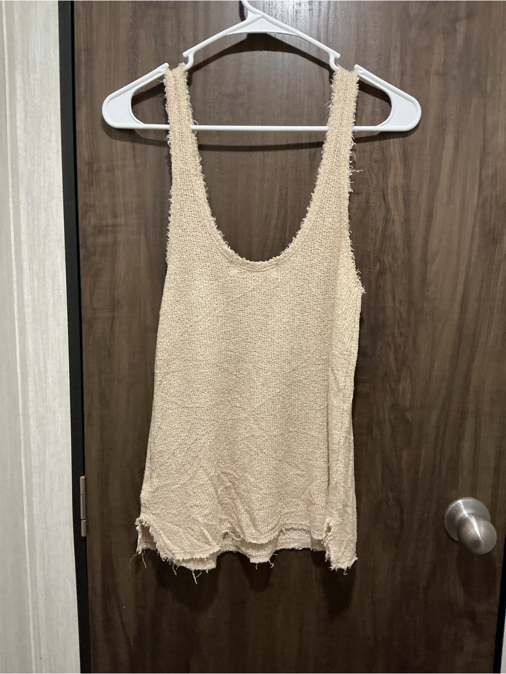 Project Social T Oatmeal Slub Knit Raw Edge Tank top size S made in Los Angeles - Picture 3 of 3